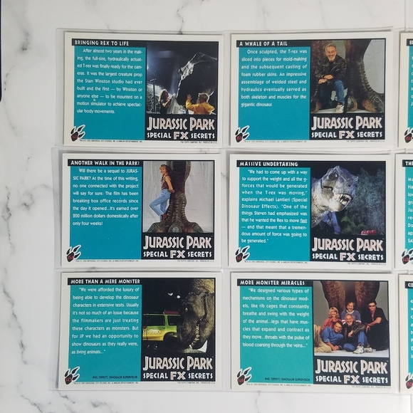 Vintage JP Topps Trading Cards Lot of 10 Jurassic Park Movie Cards Lot # 4 - Picture 8 of 8